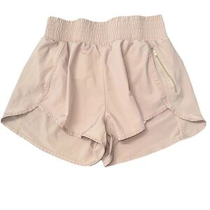 Athletic Running Shorts M Khaki Liner Zip Pocket WideWaist Athleisure Activewear